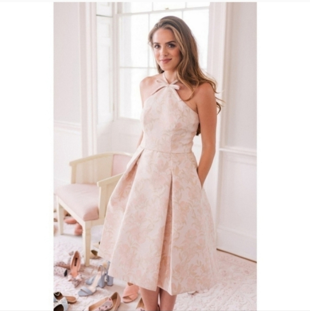 Gal Meets Glam Evelyn Jacquard Halter Dress